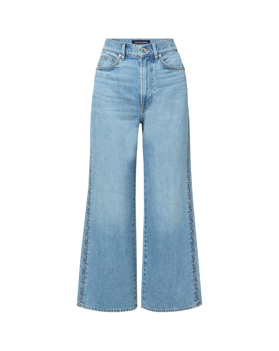 Veronica Beard Taylor Scalloped Wide-Leg Jean - Nova