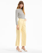 Veronica Beard Taylor Cropped Wide-Leg Jean - Chamomile