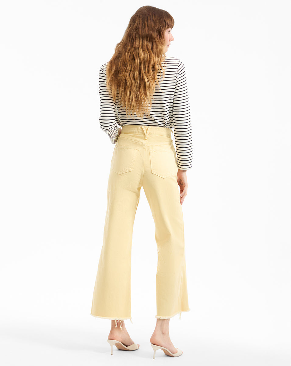 Veronica Beard Taylor Cropped Wide-Leg Jean - Chamomile