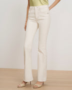 Veronica Beard Beverly Skinny-Flare Jean - Ecru