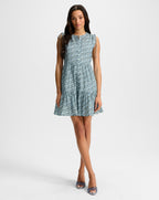 Veronica Beard Yulianna Floral Mini Dress - Lake Mist Multi