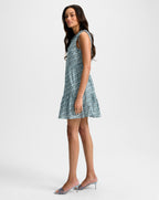 Veronica Beard Yulianna Floral Mini Dress - Lake Mist Multi
