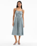 Veronica Beard Millie Floral Midi Dress - Lake Mist Multi