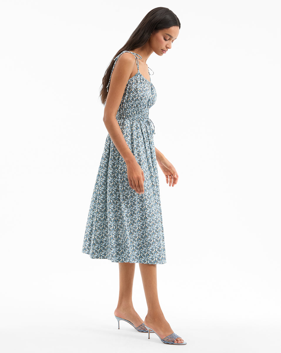 Veronica Beard Millie Floral Midi Dress - Lake Mist Multi