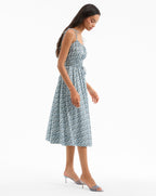 Veronica Beard Millie Floral Midi Dress - Lake Mist Multi