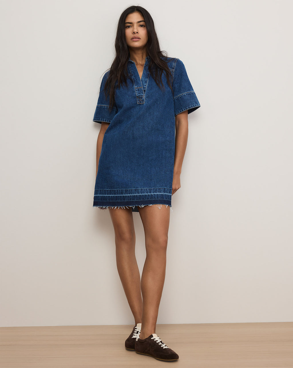 Veronica Beard Felice Denim Mini Dress - Stoned Bright Blue