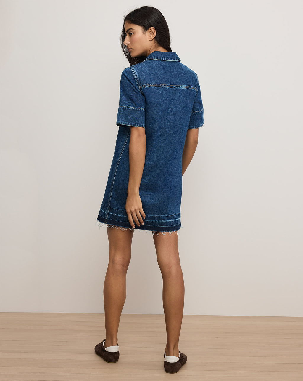 Veronica Beard Felice Denim Mini Dress - Stoned Bright Blue