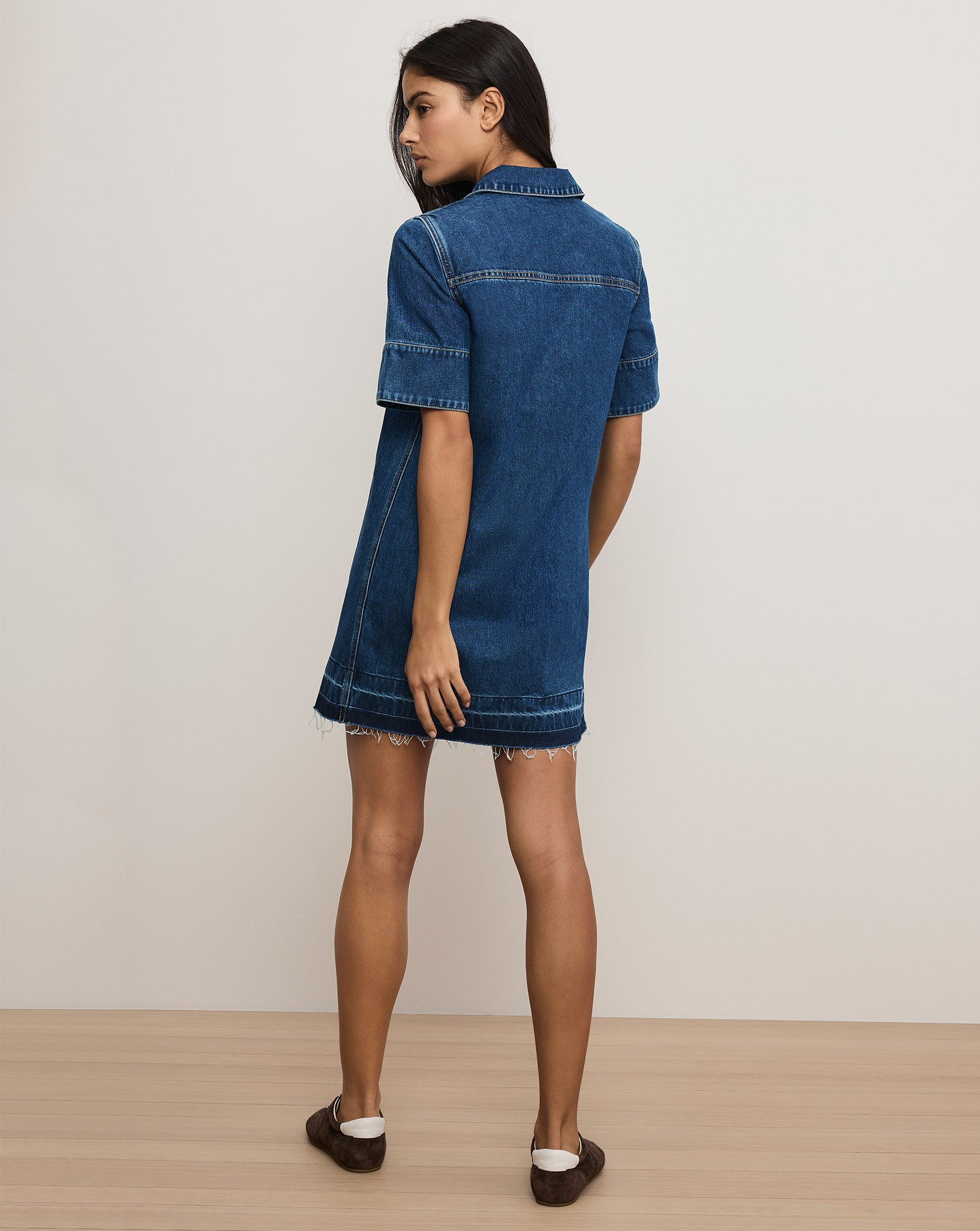 Veronica Beard Felice Denim Mini Dress - Stoned Bright Blue