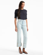 Veronica Beard Dylan Straight-Leg Jean - Pale Stone