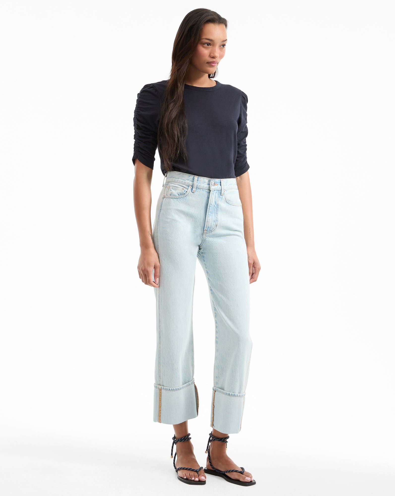 Veronica Beard Dylan Straight-Leg Jean - Pale Stone
