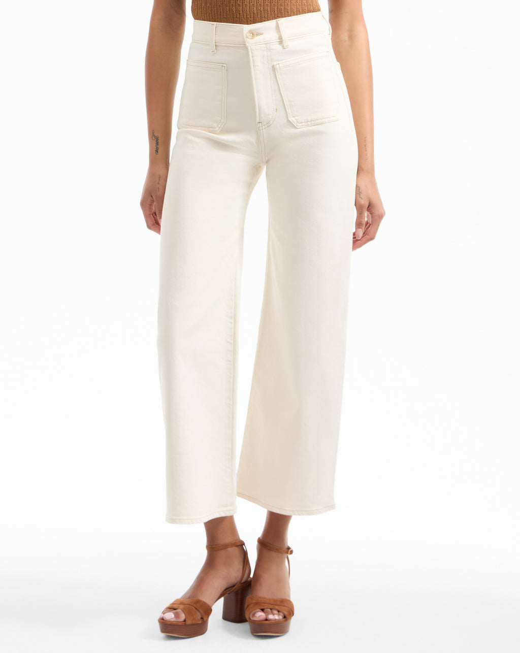 Veronica Beard Grant Wide-Leg Jean - Ecru