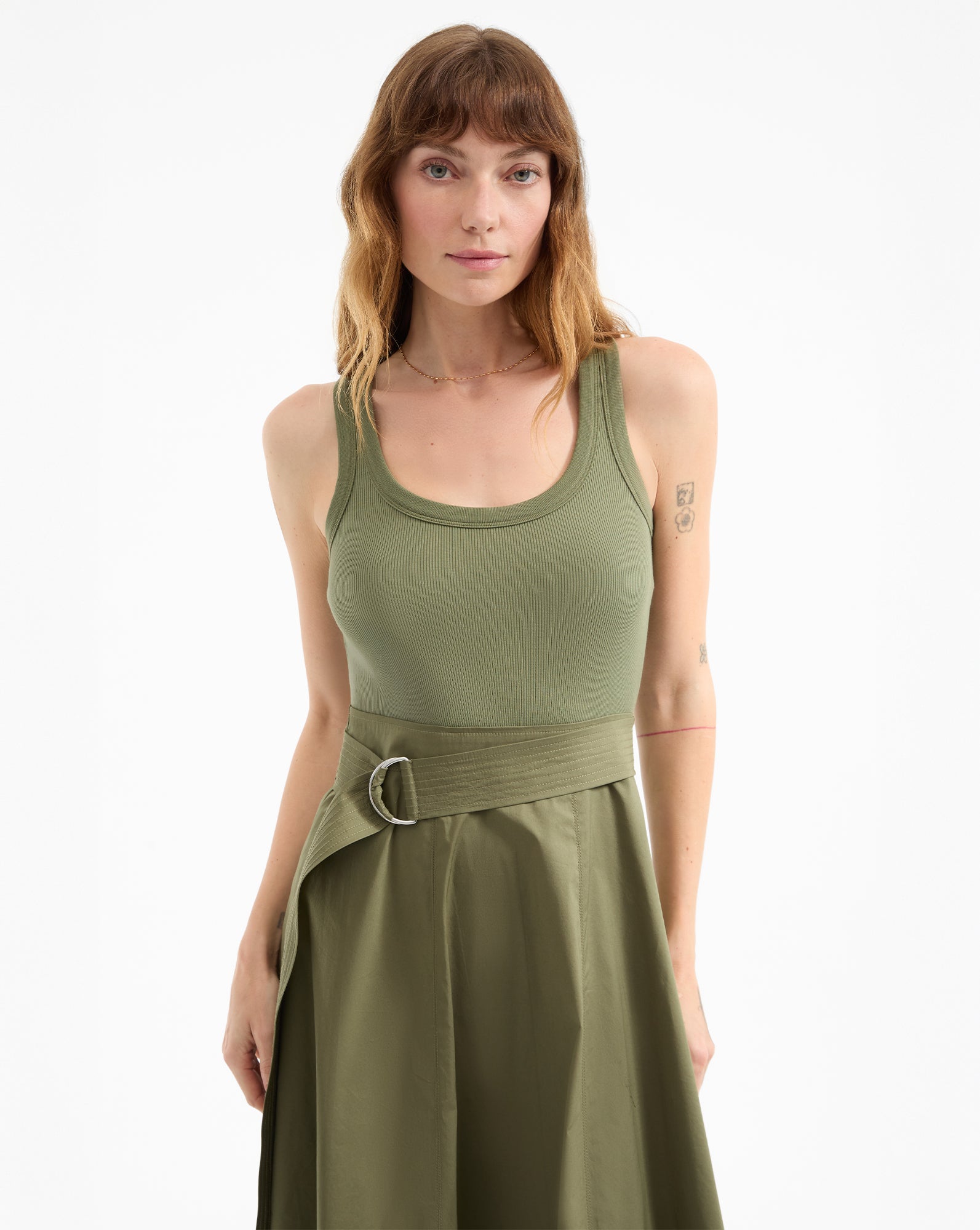 Veronica Beard Ennis Belted Midi Dress - Stone Army