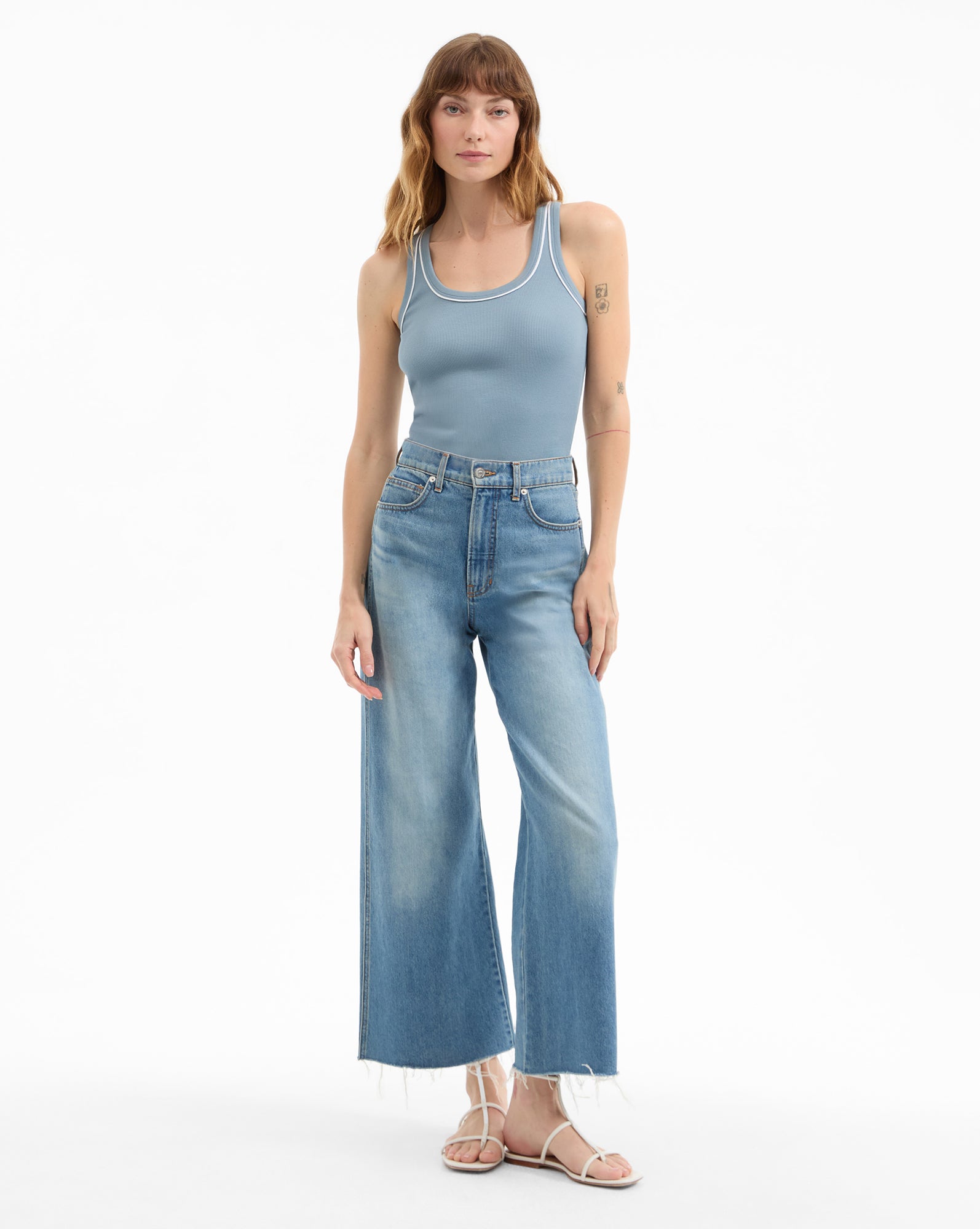 Veronica Beard Birke Scoop-Neck Tank Top - Lake Mist