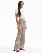 Veronica Beard Zosia Striped Knit Pant - White/Brown