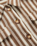 Veronica Beard Bouvier Knit Button-Down Shirt - White/Brown