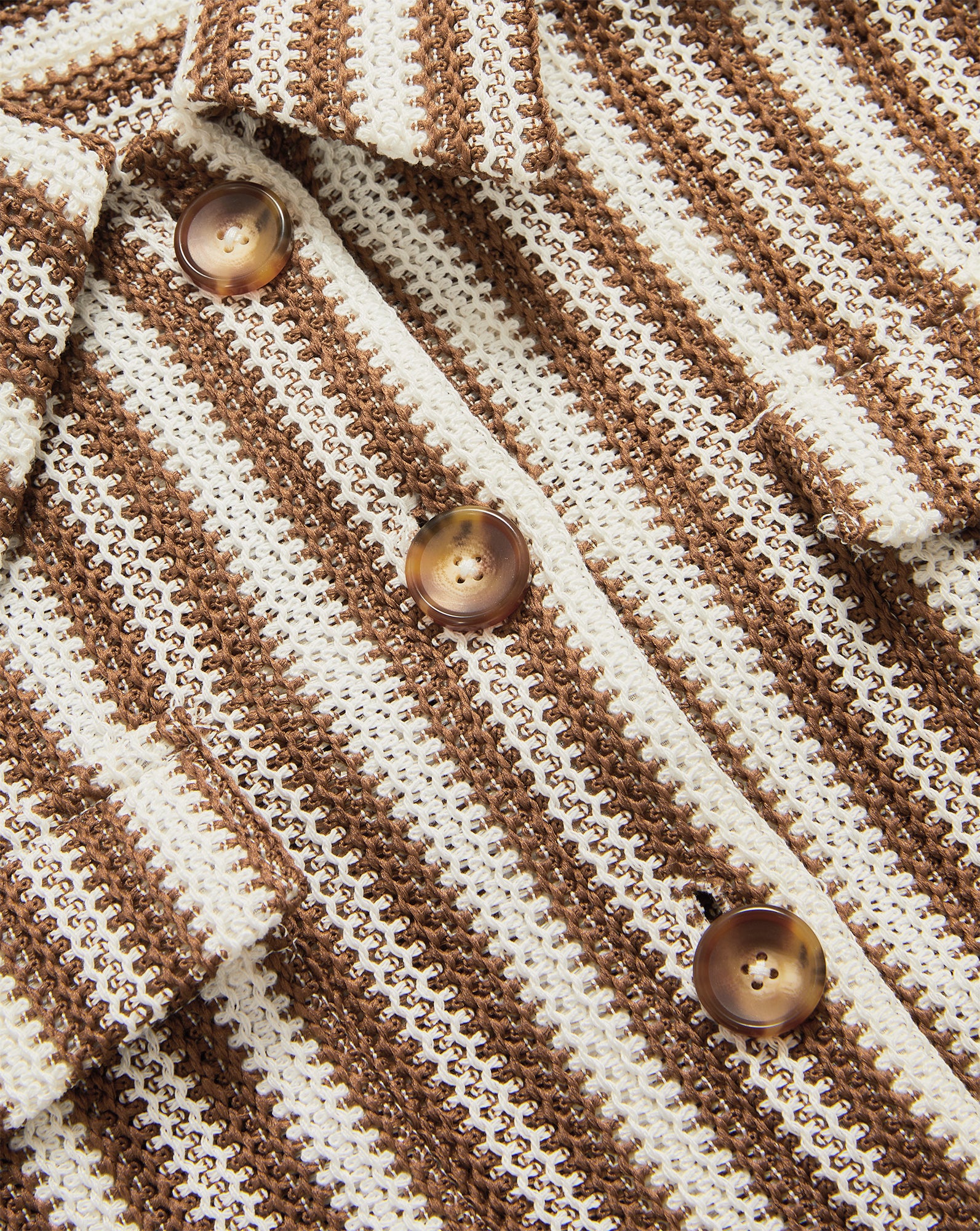Veronica Beard Bouvier Knit Button-Down Shirt - White/Brown