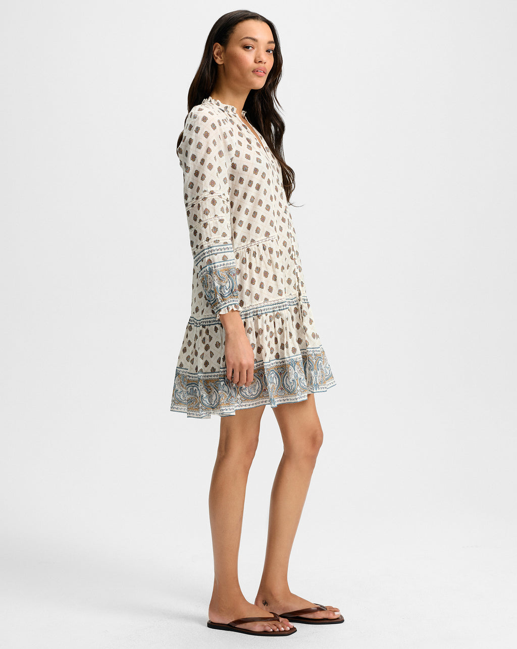 Veronica Beard Belissa Paisley Mini Dress - Dove White Multi