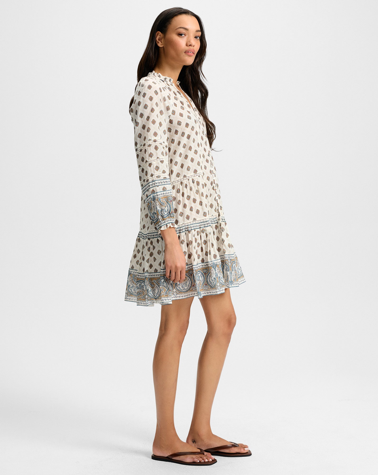 Veronica Beard Belissa Paisley Mini Dress - Dove White Multi