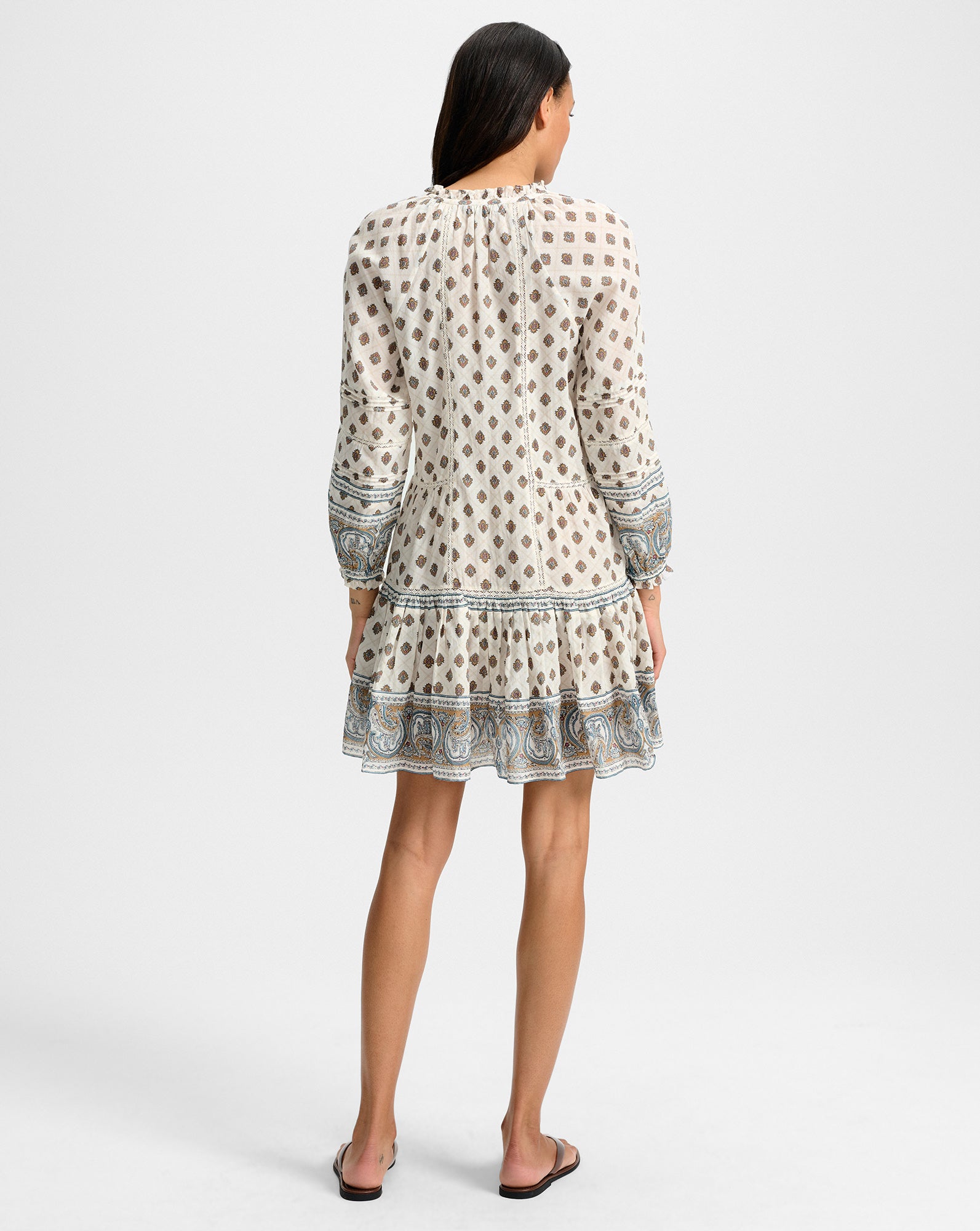 Veronica Beard Belissa Paisley Mini Dress - Dove White Multi