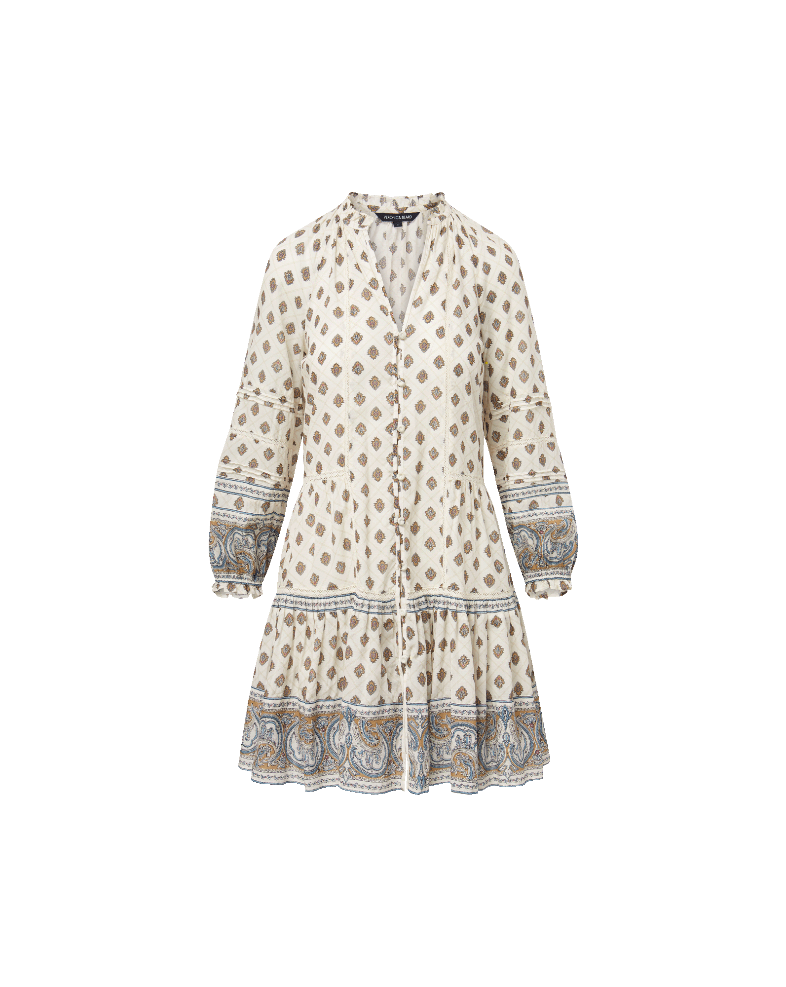 Veronica Beard Belissa Paisley Mini Dress - Dove White Multi