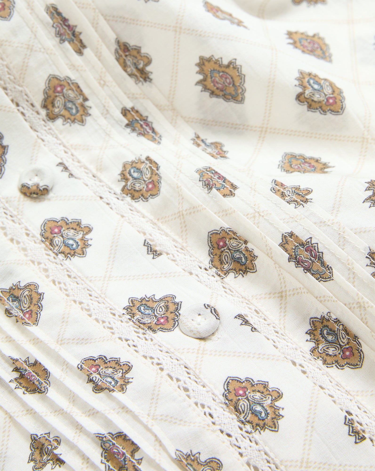 Veronica Beard Lollie Paisley Button-Down Blouse - Dove White Multi