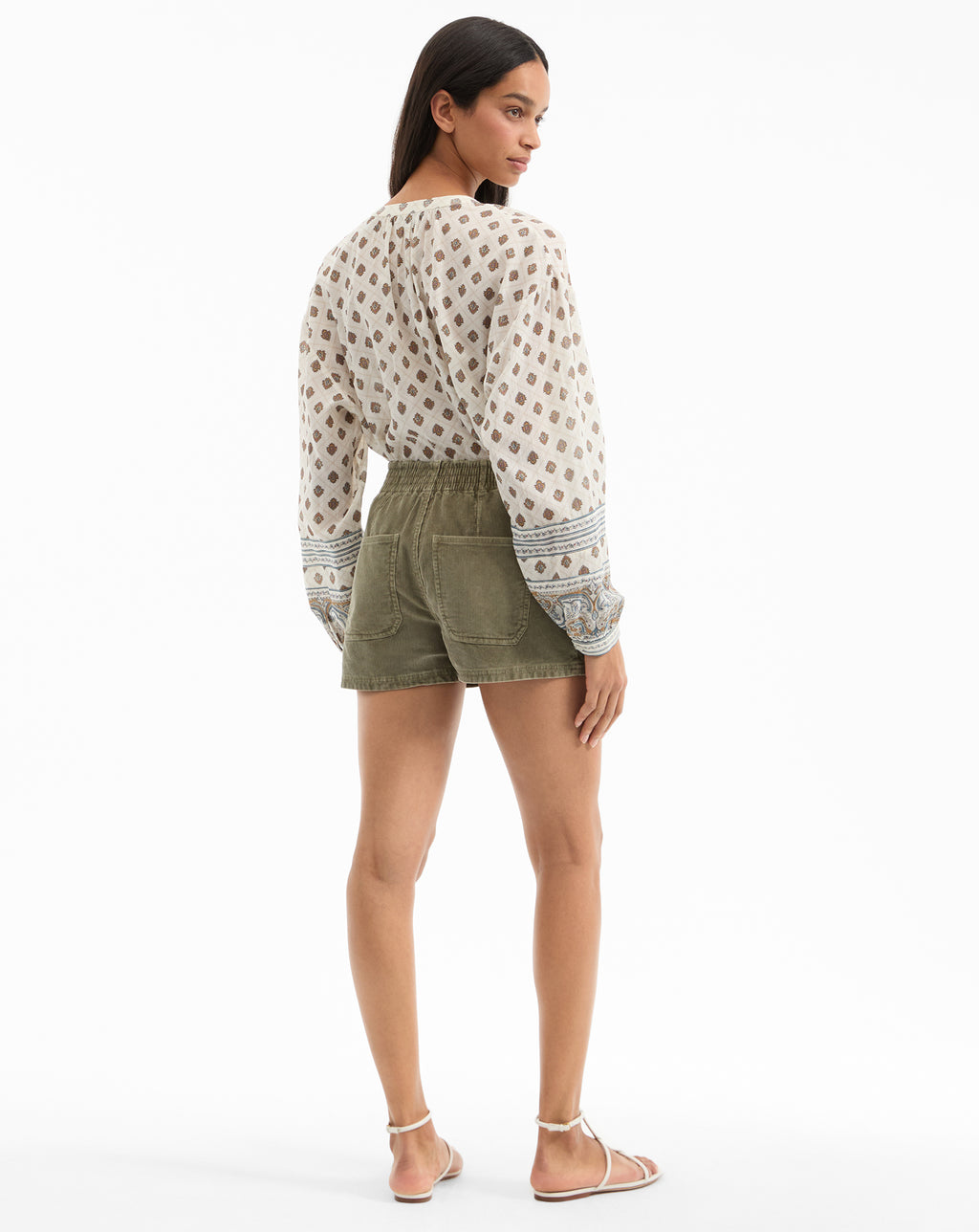 Veronica Beard Lollie Paisley Button-Down Blouse - Dove White Multi