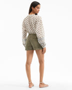 Veronica Beard Lollie Paisley Button-Down Blouse - Dove White Multi
