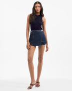 Veronica Beard Winslet Denim Skort - Indigo Rinse