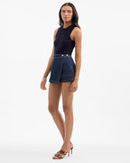 Veronica Beard Winslet Denim Skort - Indigo Rinse