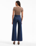 Veronica Beard Taylor Patch-Pocket Wide-Leg Jean - Indigo Rinse