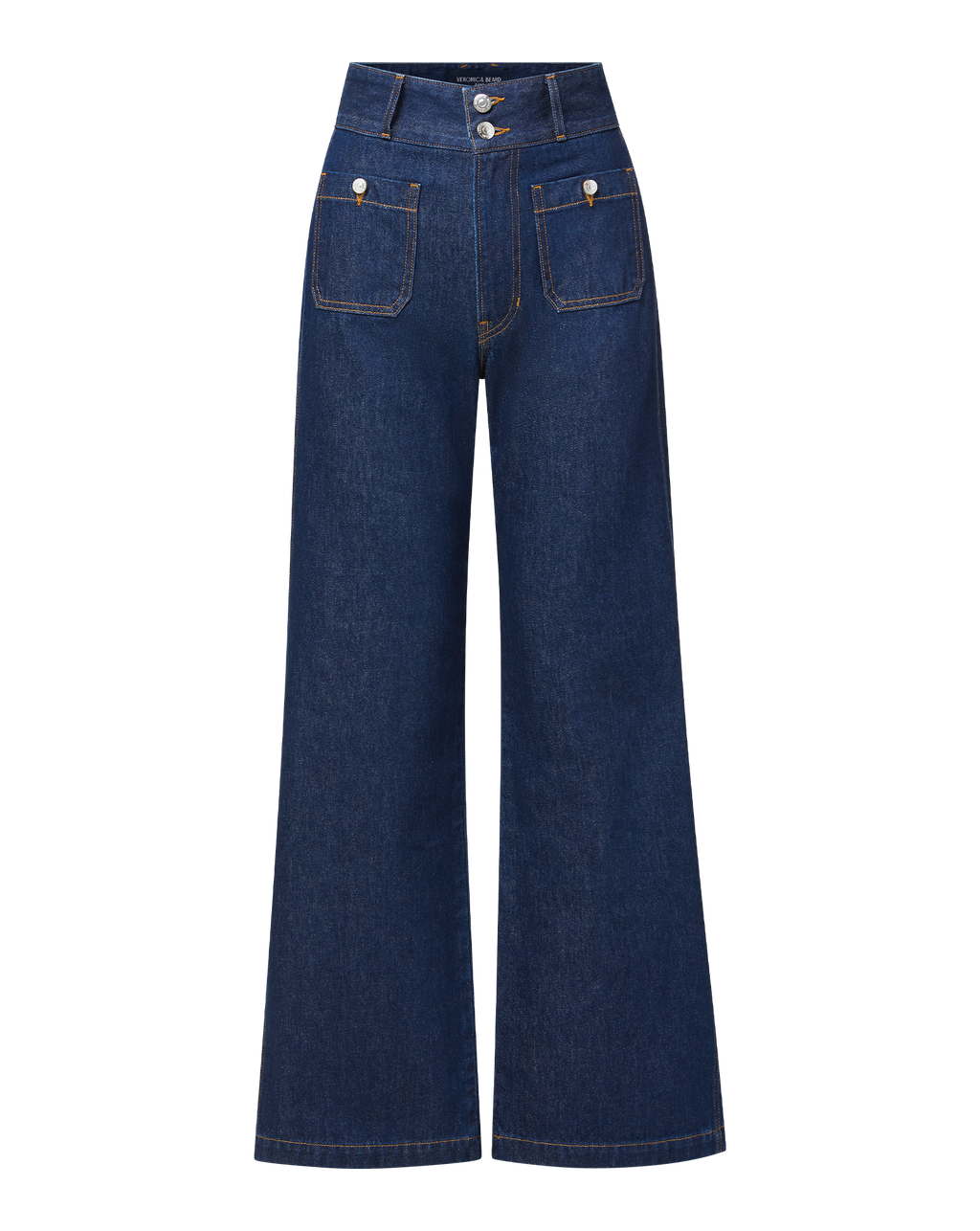 Veronica Beard Taylor Patch-Pocket Wide-Leg Jean - Indigo Rinse