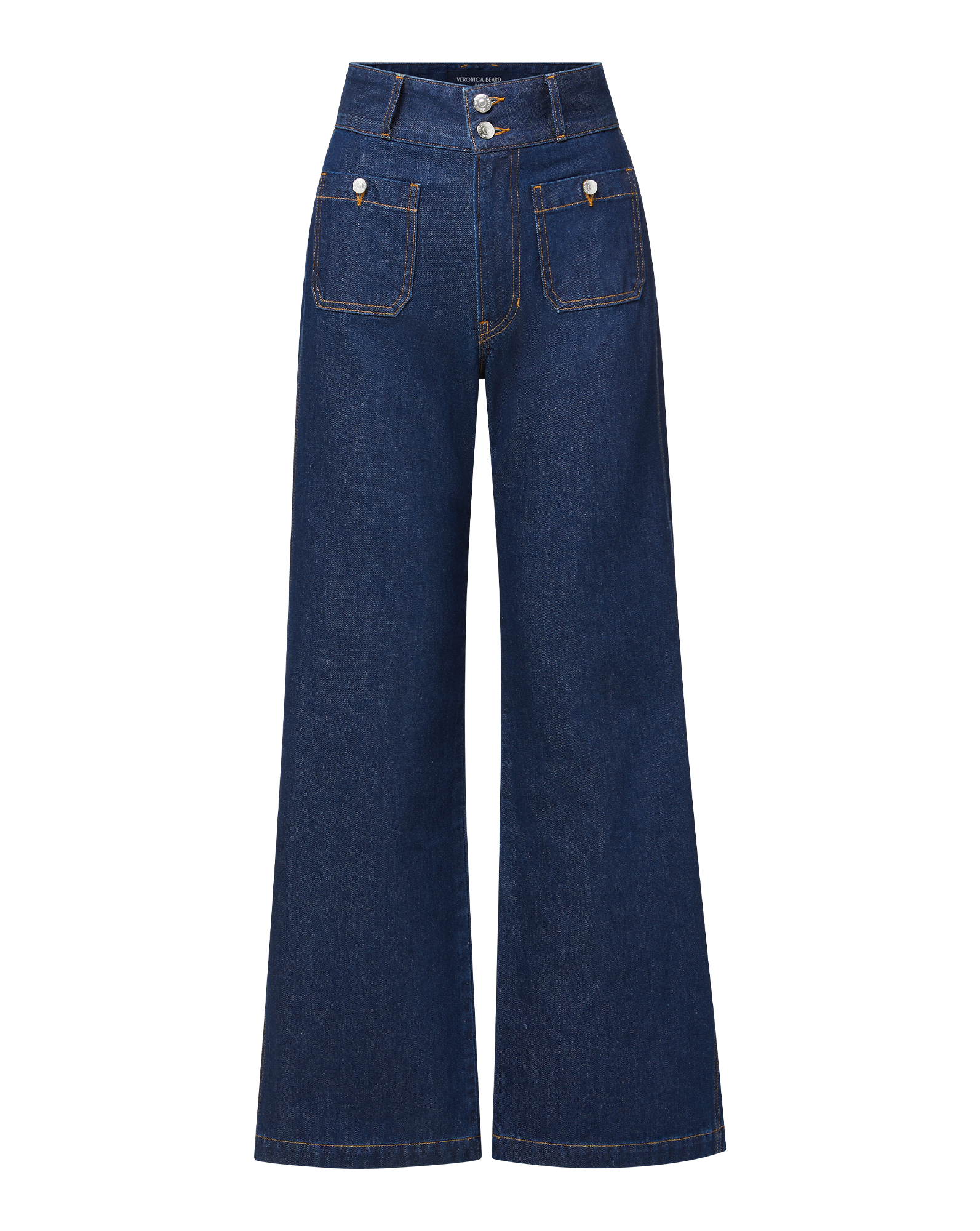 Veronica Beard Taylor Patch-Pocket Wide-Leg Jean - Indigo Rinse