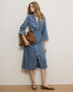 Veronica Beard Haydon Denim Midi Shirtdress - Rebel Blue