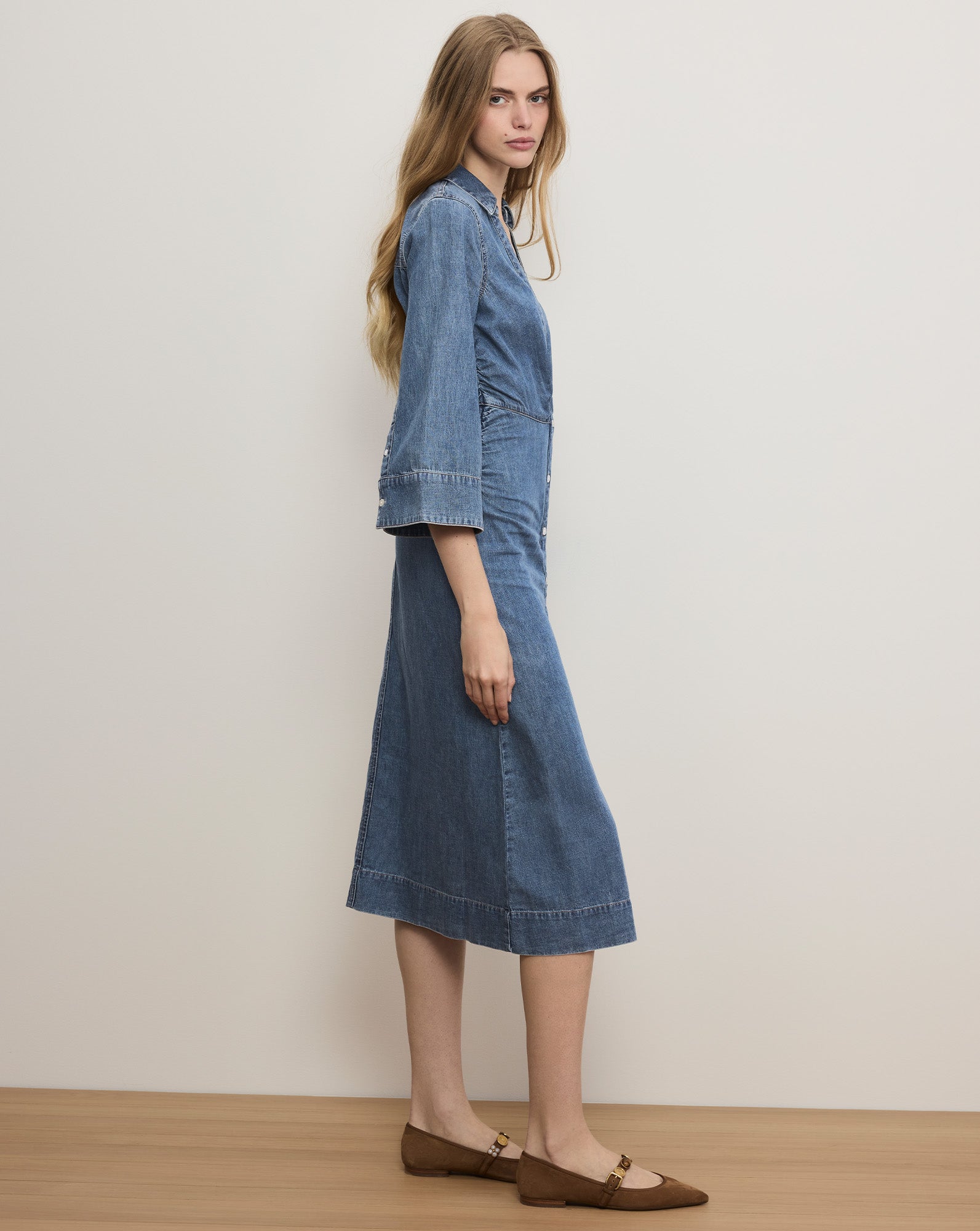 Veronica Beard Haydon Denim Midi Shirtdress - Rebel Blue