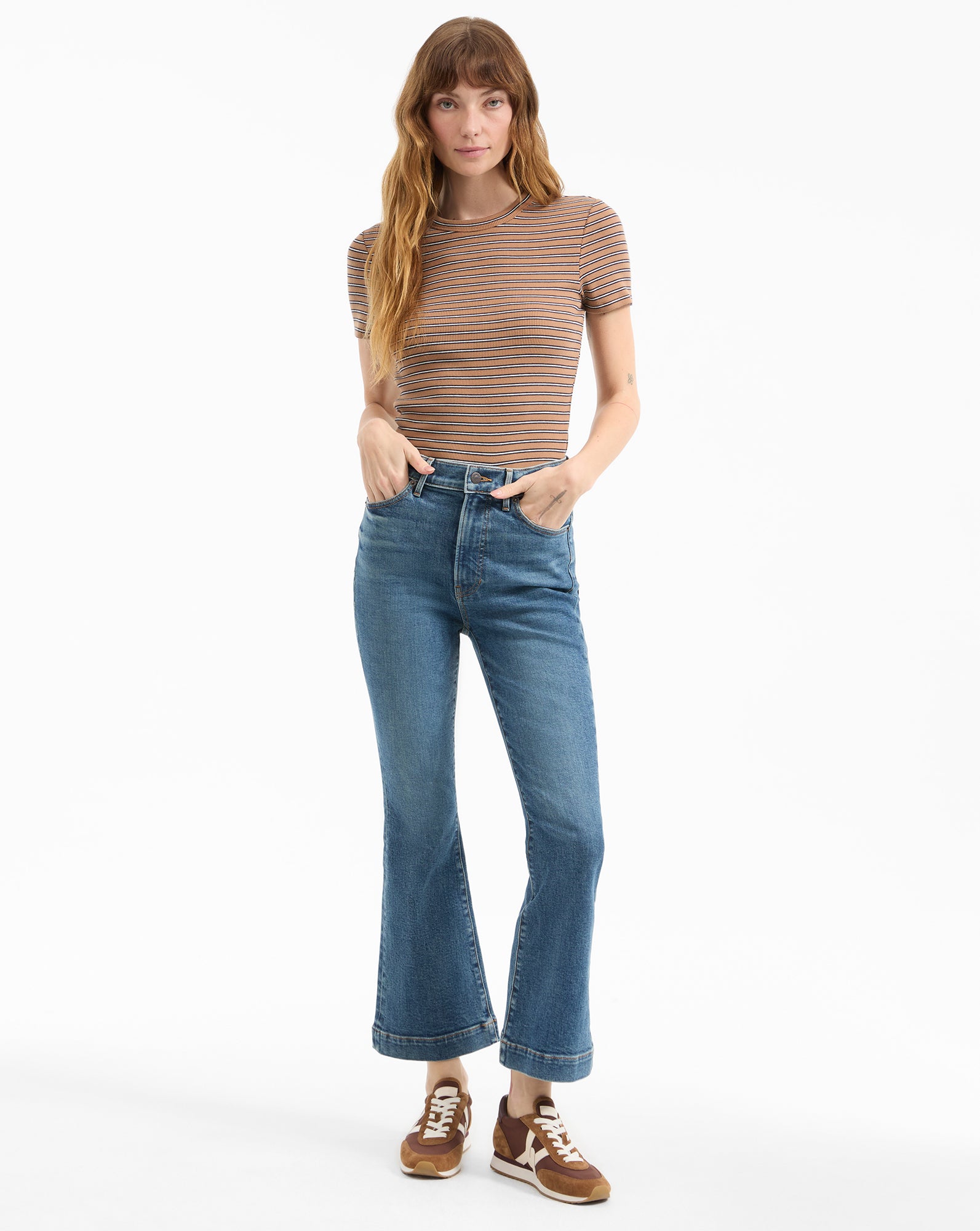 Veronica Beard Carson Kick-Flare Jean - Roadside Blue