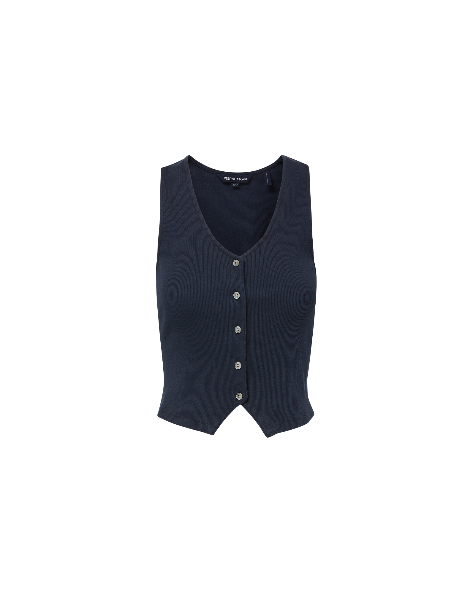 Veronica Beard Hoorne Button-Down Tank Top - Navy