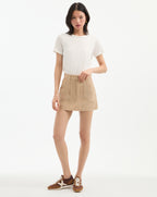 Veronica Beard Stelene Denim Mini Skirt - Stone Khaki