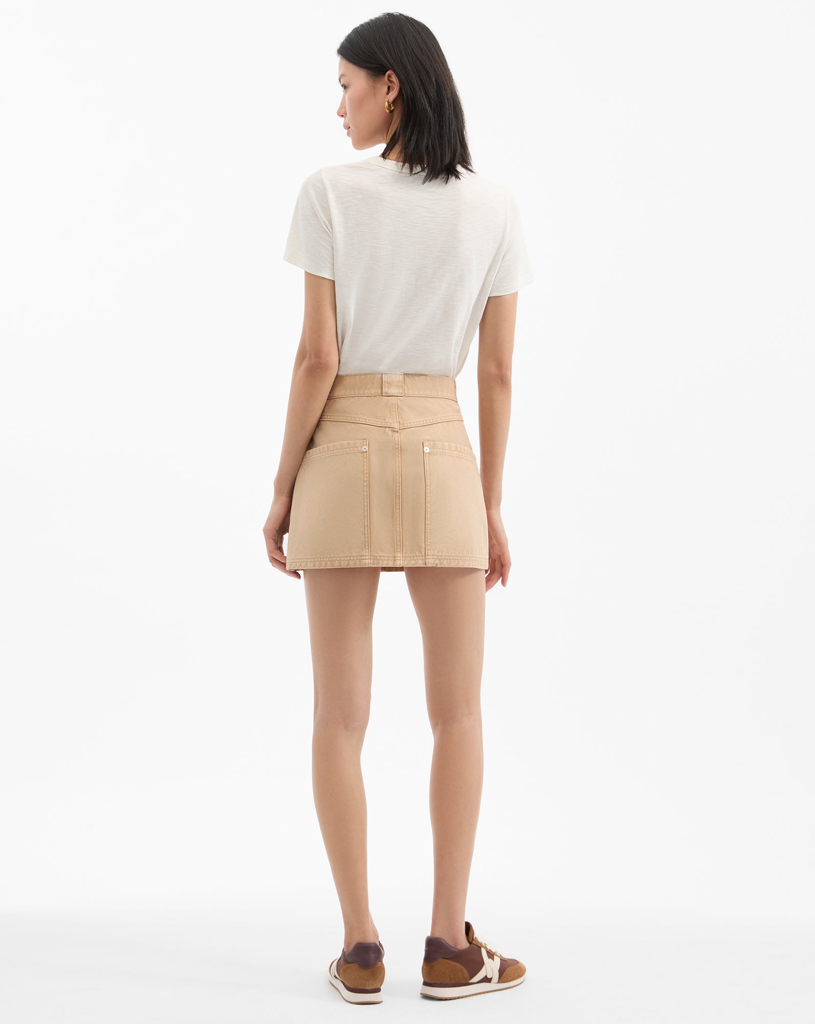 Veronica Beard Stelene Denim Mini Skirt - Stone Khaki