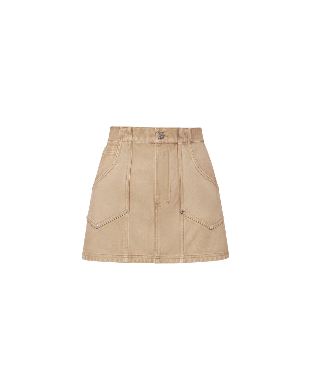 Veronica Beard Stelene Denim Mini Skirt - Stone Khaki