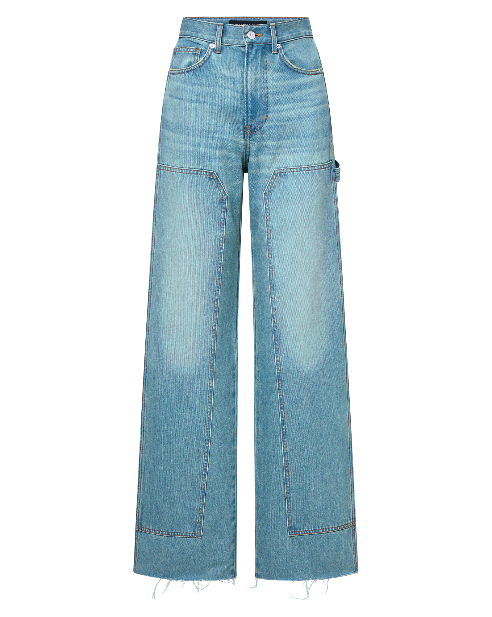 Veronica Beard Taylor Wide-Leg Jean with Chaps - Blue Glare