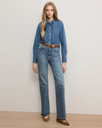 Veronica Beard Gabby Denim Button-Down Shirt - Serendipity