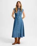 Veronica Beard Honora Denim Midi Shirtdress - Serendipity