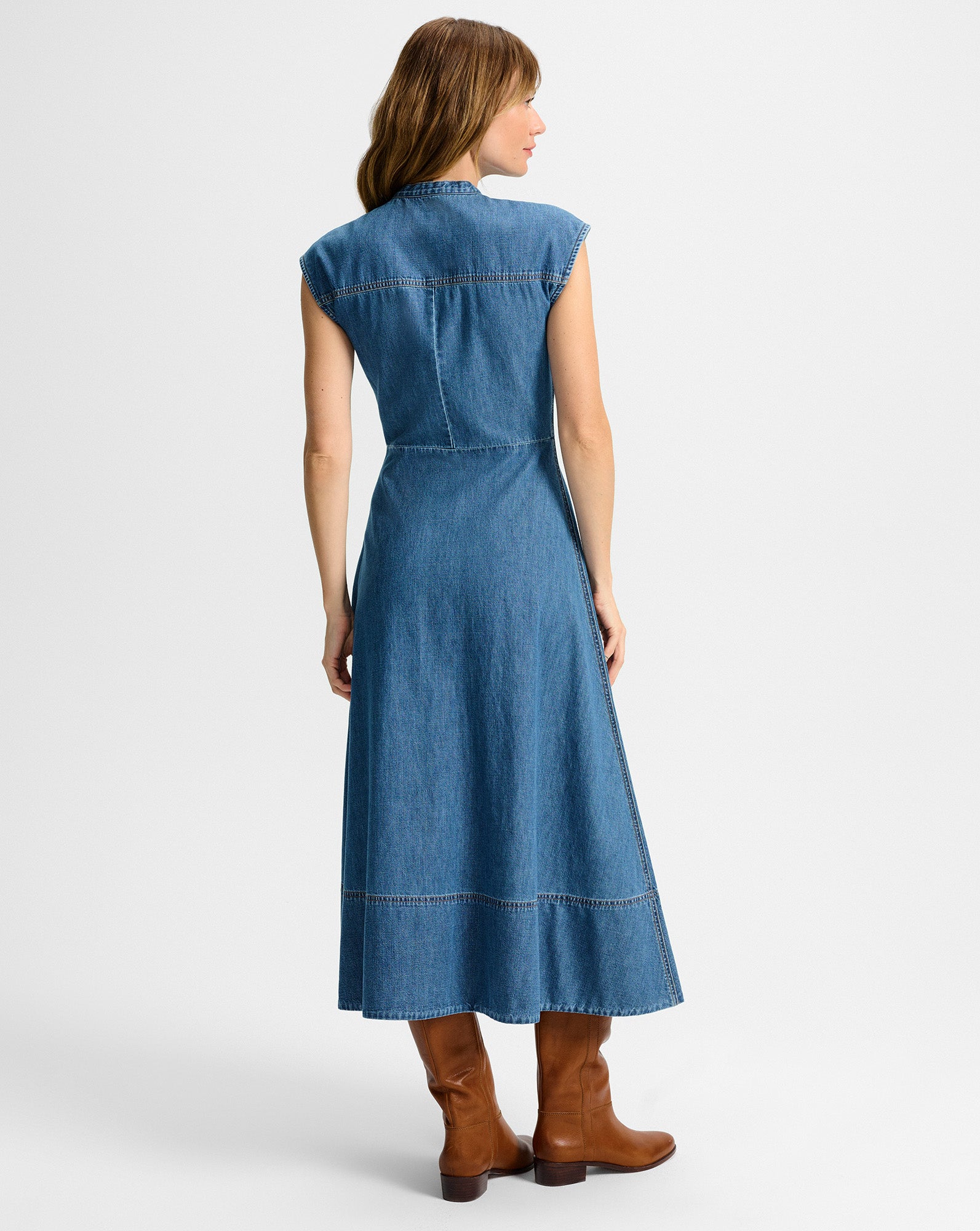 Veronica Beard Honora Denim Midi Shirtdress - Serendipity