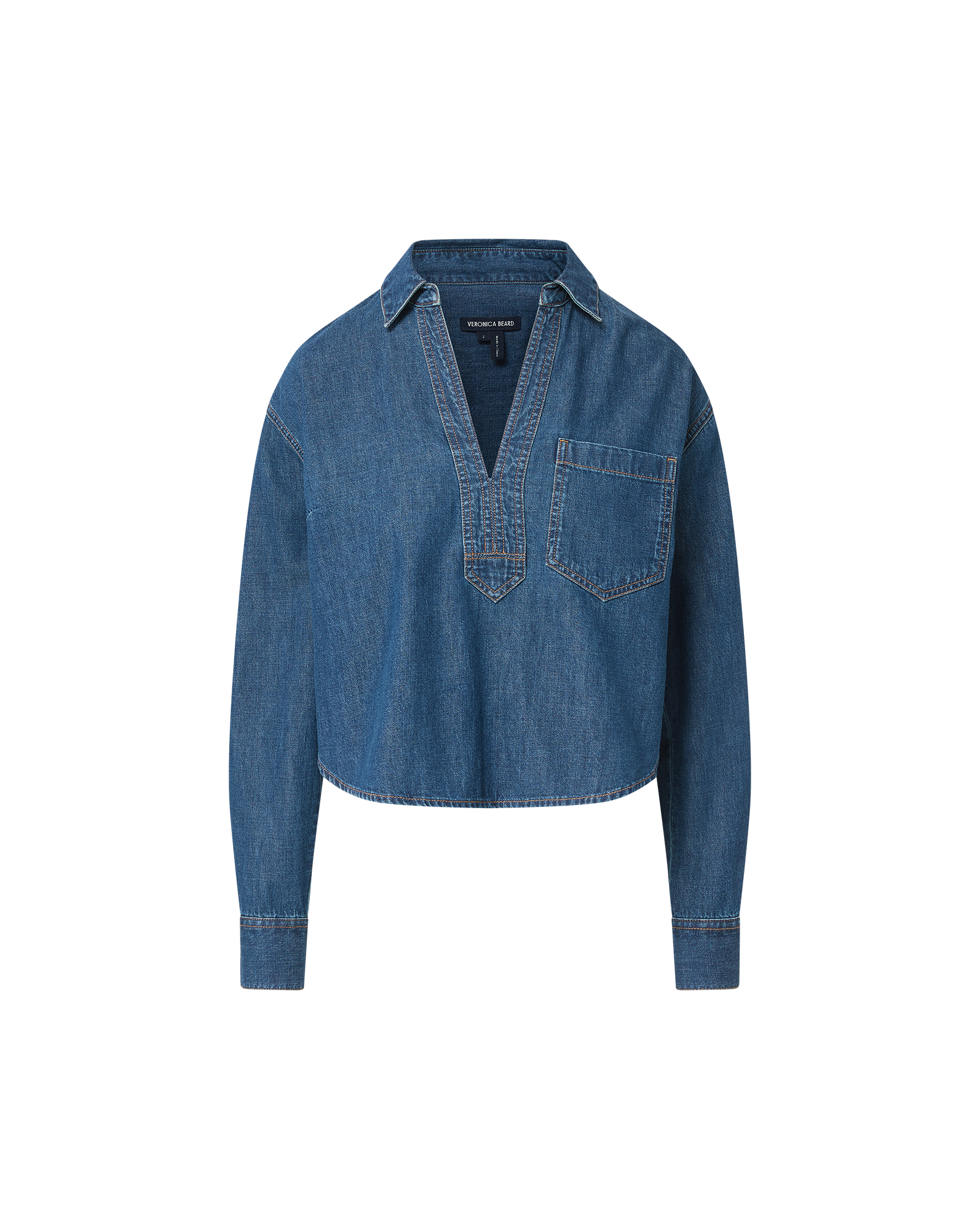 Veronica Beard Khai Denim Blouse - Bright Blue