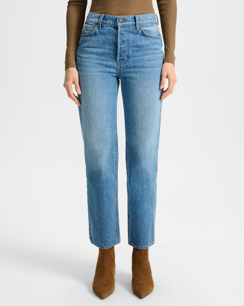 Veronica Beard Leah Straight-Leg Jean - Lakeshore Blush