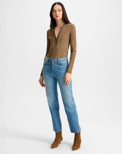 Veronica Beard Leah Straight-Leg Jean - Lakeshore Blush