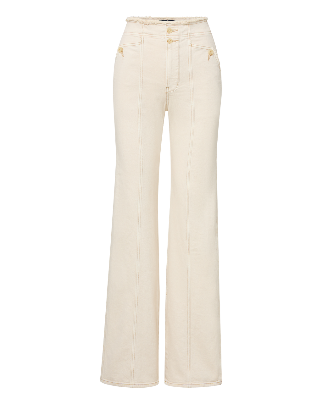Veronica Beard Crosbie Slim Wide-Leg Jean - Ecru