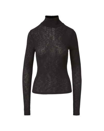 Veronica Beard Wyeth Ribbed Turtleneck Top Black