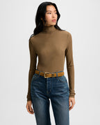 Veronica Beard Wyeth Ribbed Turtleneck Top - Lichen