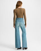 Veronica Beard Drexler Ribbed Henley Top - Lichen